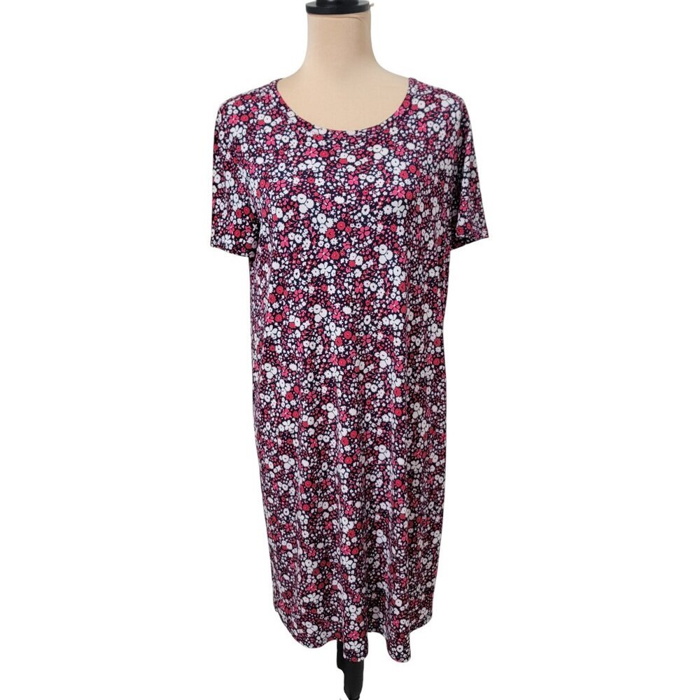MICHAEL Michael Kors Size L Navy Blue Pink White Floral Shift Dress, Gently Used